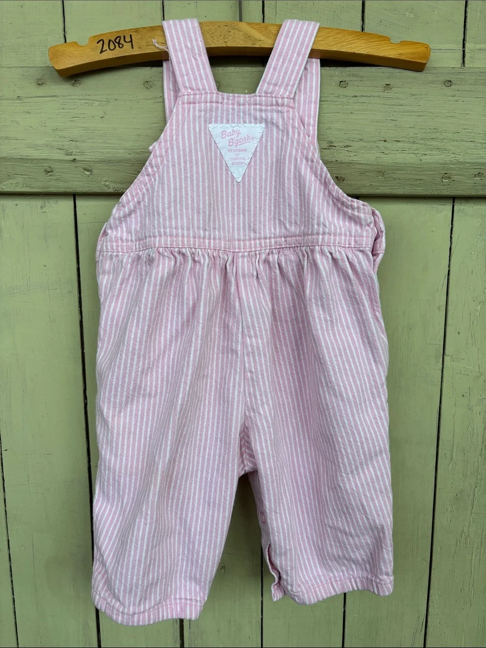 Vintage Oshkosh B’Gosh Vestbak pink and white striped infant bib overalls